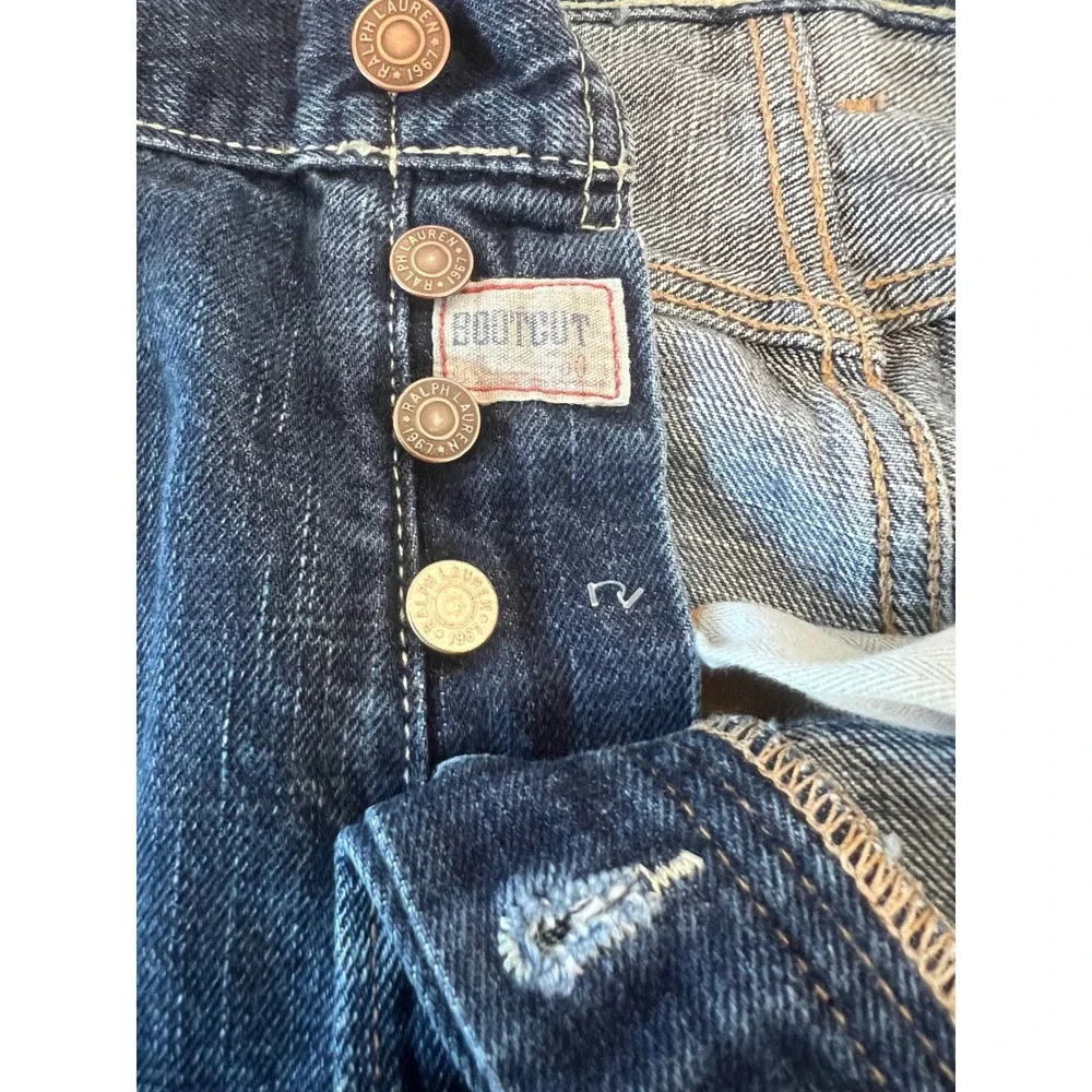 Polo‎ Ralph Lauren 40x32 Distressed Straight Leg Button Fly Bootcut Blue Jeans